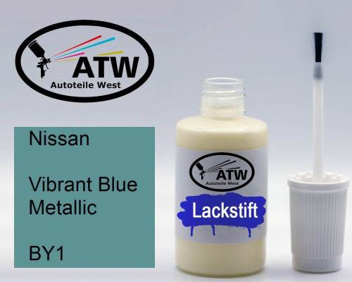 Nissan, Vibrant Blue Metallic, BY1: 20ml Lackstift, von ATW Autoteile West.